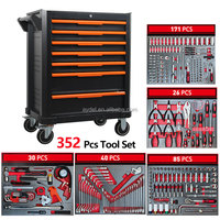 Armoire à outils mobile OEM à 7 tiroirs, 352 pièces d'outils professionnels pour l'automobile, chariot à outils roulant verrouillable, stock disponible en usine