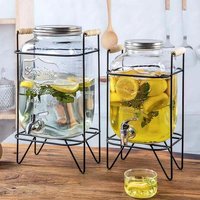 Distributeur d'eau de jus de boisson en verre à haute teneur en borosilicate Conteneur de cuve de Fermentation avec robinet et lèvre en bambou