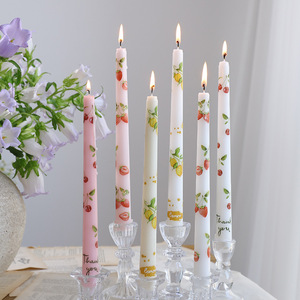 25cm Fruit Printed Long <b>Taper</b> <b>Candle</b> Smokeless Paraffin Wax Romantic Wedding Dinner Home Party Decorative <b>Candles</b> - Product Image 1