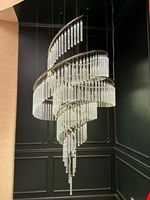 Lustre en cristal en spirale de luxe, lampe suspendue moderne en métal doré pour villa, hôtel, hall, escalier, luminaire décoratif