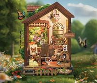 Le bricolage assemblé à la main Little Bear Bakery peut être éclairé et interagi Mini support de livre Cadeaux d'anniversaire mignons.