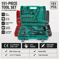 Jeu de clés à douilles professionnel de 151 pièces, outils à main, jeu de clés à cliquet combinées, boîte à outils pour voiture, clés pour mécaniciens