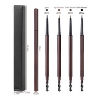 Crayon à sourcils de haute qualité avec logo personnalisé, naturel, végétalien, haute pigmentation, longue tenue, double embout, 4 couleurs, marque privée