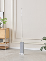 Serpillère plate mains libres à essorage rapide avec base en acier de 45 cm, auto-nettoyante, pour sols secs et humides, avec tampons en chenille et microfibre