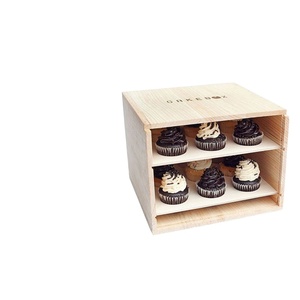 Custom logo wooden cake box soap box with lid