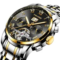 Jam Tangan Otomatis Tevise 9005 Big Skeleton Mewah Tourbillon Pria Berlian Fashion Baja Tahan Karat Mekanik Otomatis