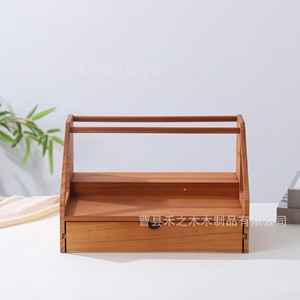 Estante de escritorio de madera Hezhimu de 2 niveles, estante de almacenamiento para utensilios de cocina - Product Image 1