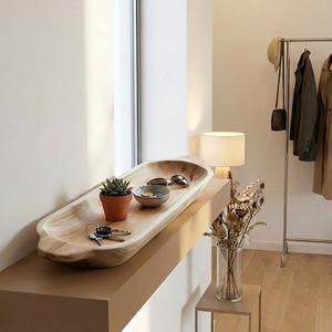 Bandeja Larga de Madera Maciza con Forma de Alien, Estilo Simple para Uso en el Hogar y Hoteles, Bandeja Multifuncional para Servir, Tamaño Grande y Pequeño - Product Image 3