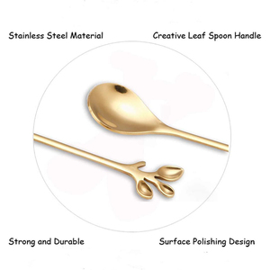 Sáng Tạo Bạc Lá Hình Dạng Flatware Trái Cây Món Tráng Miệng Ngã Ba Cà Phê Trà Muỗng Độc Đáo Thép Không Gỉ Thiết Lập Dao Kéo - Product Image 3