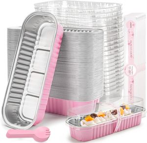 Moldes para Pan Mini de 200 ml/6.8 oz y 150 ml con Tapas de Plástico, Moldes Rectangulares de Papel de Aluminio para Hornear, Recipientes Reciclables de PET, Aptos para Alimentos - Product Image 1