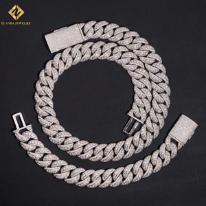 Wholesale Men's 18MM Moissanite Cuban Link <b>Chain</b> Necklace 925 Silver Rhodium Plated Hiphop Style <b>Iced</b> <b>Out</b> Lover Gift <b>Chain</b> - Product Image 5