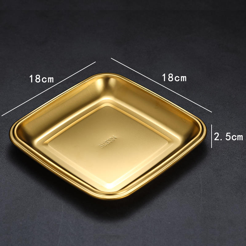 Large square meal plate (304 gold)