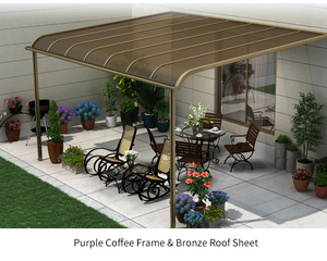 Coperture per Patio in Policarbonato Solido Anti-UV Impermeabile con Struttura in Alluminio, Set di Tende da Sole per Terrazza, Legno Trattato a Pressione Naturale, Garanzia di 10 Anni - Product Image 6