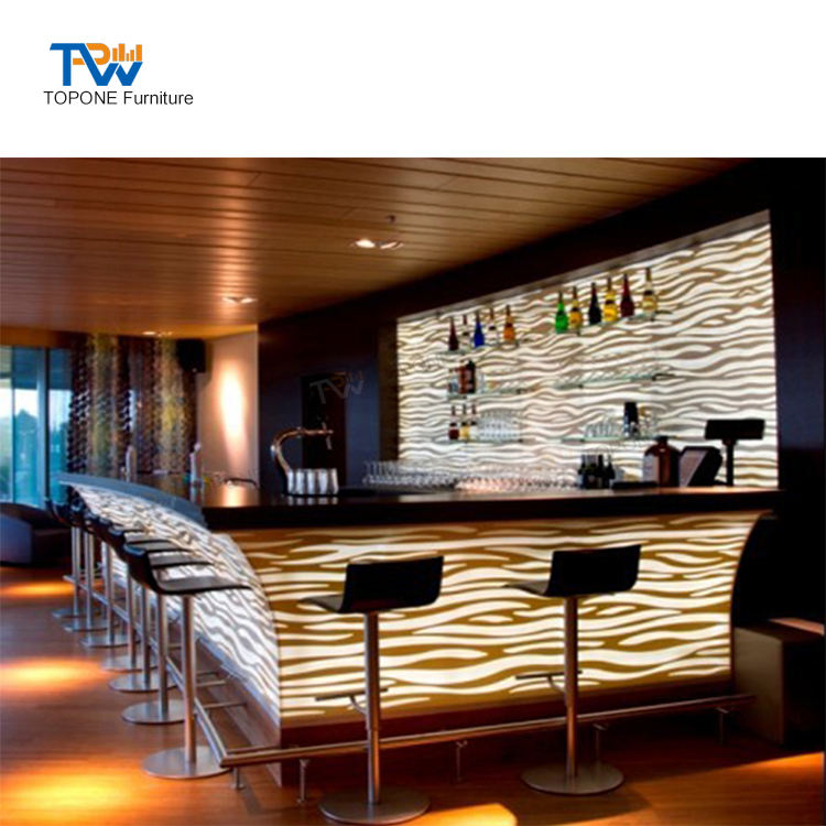 U Shape Modern Onyx Marble Led Bar Counter Table - Custom Colors ...