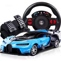 Voiture de course RC de simulation 1/16 avec éclairage LED, jouet de voiture RC sport à induction par gravité, voiture RC télécommandée avec pédales pour le drift