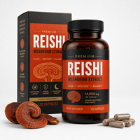 Extrait de Champignon Reishi Premium 14000mg Sans Agents de Remplissage Corps Fruité 400mg Bêta-Glucanes 120 Capsules Bien-être Immunitaire Marque Blanche
