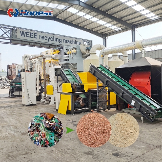 Discarded Electronics Recovery System Scrap Motherboard Crushing Separation Line Waste Electronics Recycling Equipment