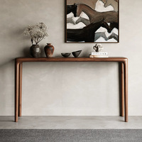 Table console d'entrée Table de salon moderne en bois massif Table murale longue et étroite en noyer noir