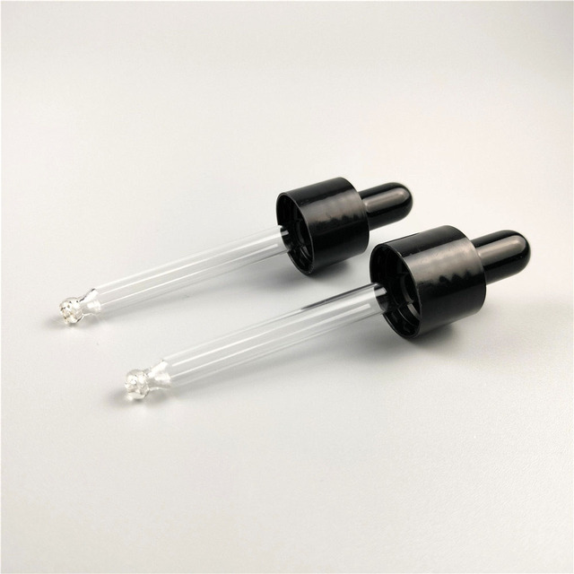 OEM Supplier New Design 18/410 Black Plastic Glass Pipette Dropper Cap Lid With Ball Shape Silicone Bulb