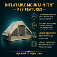 Grande tente de camping gonflable quatre saisons portable de 12 m², deux chambres, ouverture automatique rapide, 2 fenêtres de toit, Oxford imperméable