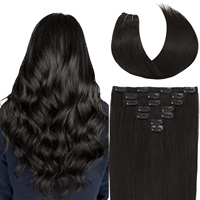 Extensiones de Cabello Ruso Remy de 22 Pulgadas con Clip, 100% Cabello Humano Real |   Trama Invisible Natural Ondulada con Cutícula Alineada
