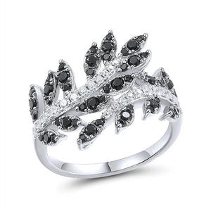 T0315 Ensemble de bagues en forme de plante, zircon taille marquise serti griffe, bijoux fantaisie pour femme, pour soirée, en alliage de zinc - Product Image 1