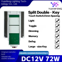 Interrupteur tactile double à touches séparées avec espacement de 25 mm, idéal pour miroirs de salle de bain et miroirs de vitrine