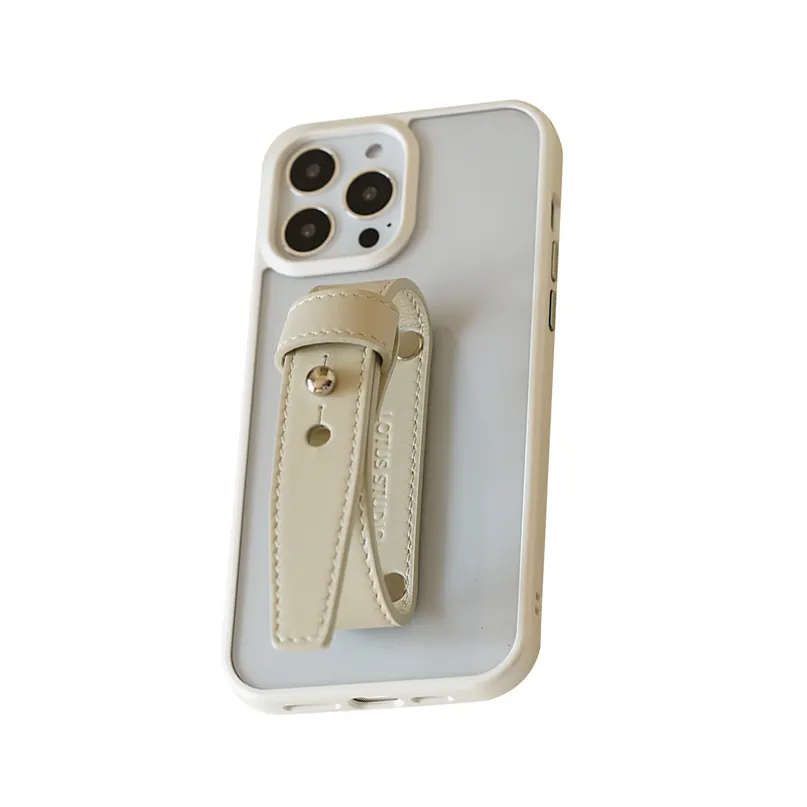 easy-take case with dots leather belt white transparent original designed for iphone case
