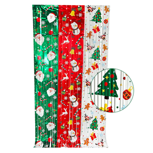 Decoración de Fondo para Fiesta de Navidad, Cortina Transparente con Combinación de Colores Rojo, Blanco y Verde para la Creación de un Escenario Festivo - Product Image 2