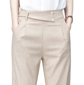<span class=keywords><strong>Pantalon</strong></span> d'été fin en coton et <span class=keywords><strong>lin</strong></span> pour femmes, <span class=keywords><strong>grande</strong></span> <span class=keywords><strong>taille</strong></span>, <span class=keywords><strong>taille</strong></span> haute, pieds amples, élastique, <span class=keywords><strong>pantalon</strong></span> décontracté pour femmes. - Product Image 5