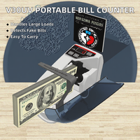 Compteur de billets portable professionnel V30UV, mini-compteur de devises multinational, 900 pièces/min, trémie de 200 pièces pour banques