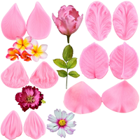 Moule à fleurs en silicone souple pour gâteau artisanal en sucre Pâte à gomme fondant Veiné Rose Pivoine Plumeria Daisy Orchid Clay Tools