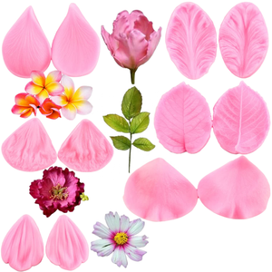 Moule à fleurs <span class=keywords><strong>en</strong></span> silicone souple pour gâteau artisanal <span class=keywords><strong>en</strong></span> <span class=keywords><strong>sucre</strong></span> Pâte à gomme fondant Veiné Rose Pivoine Plumeria Daisy Orchid Clay Tools - Product Image 1