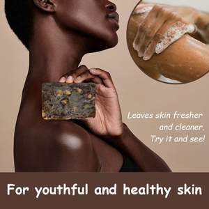 Jabón Negro Africano Vegano con Manteca de Karité, Jabón Artesanal para Limpieza Facial, Exfoliante para el Acné y Jabón Corporal - Product Image 4
