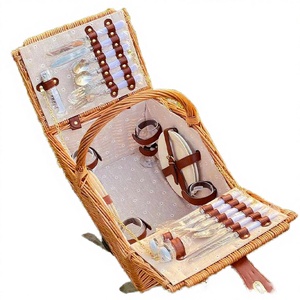 Luxury Heart-Shaped Collapsible Picnic <b>Basket</b>-Rattan <b>Wicker</b> Storage Set with Lid & <b>Handle</b> Eco-Friendly Affordable - Product Image 4