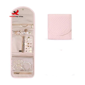 Wholesale <b>Travel</b> Jewellery Ring Necklace Earrings Organizer Velvet Stitching Foldable <b>Jewelry</b> <b>Roll</b> Bag - Product Image 1