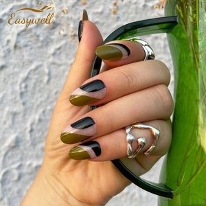 Easywell-<span class=keywords><strong>Faux</strong></span> ongles en <span class=keywords><strong>gel</strong></span> acrylique souple, 30 pièces, gros ongles à pression style festival, à la main - Product Image 3