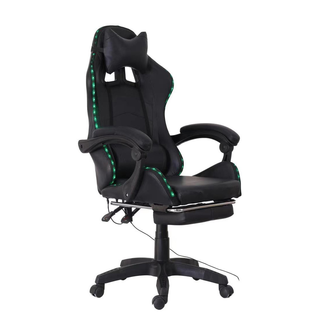 Бесплатный образец, высококачественный ПК, недорогой удобный светодиодный светильник, черный кожаный игровой стол, игровые стулья для игр