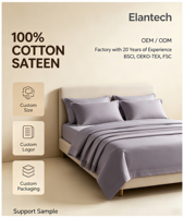 Ensemble de draps en satin 100% coton, ensemble de housse de couette de couleur unie, ensemble de literie en coton doux et respirant