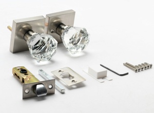 ลูกบิดประตูภายในคริสตัลใสสีทองและสีดำด้าน พร้อมระบบล็อคแบบไม่ใช้กุญแจสำหรับห้องน้ำและห้องนอน - Product Image 5