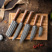 Ensemble de couteaux de cuisine en acier Damas à 67 couches, couteaux à découper, Nakiri, utilitaires, à éplucher, couteaux de chef avec manche en bois de rose d'Afrique