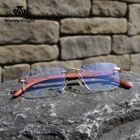 Montures de lunettes optiques en bois faites à la main avec logo personnalisé, de luxe, pour hommes, sans monture, charnières flexibles, verres transparents