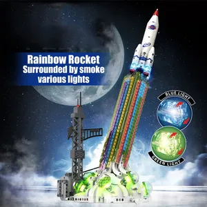 Kaiyu K96171 2025 <strong>Rocket</strong> Launching <strong>Model</strong> LED Light Electronic Toy ABS Plastic 711pcs Building Blocks Set - Product Image 2