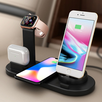 Chargeur de Bureau Multi-Appareils en Gros, Station de Charge Sans Fil 4 en 1 15W Rapide avec Support Téléphone