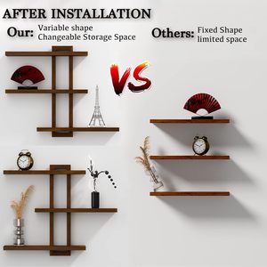 Ensemble <span class=keywords><strong>de</strong></span> 3 étagères flottantes en bois <span class=keywords><strong>de</strong></span> style moderne du milieu du siècle, étagères décoratives pour le salon et la <span class=keywords><strong>cuisine</strong></span> - Product Image 5