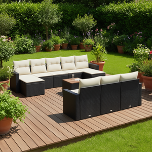 Conjunto de Sofás de Jardín de Ratán Negro, Diseño Modular Grande, Muebles de Exterior con Cojines de Espuma de Alta Densidad - Product Image 2