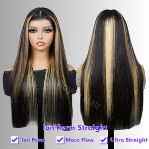 11A faits saillants cheveux blonds pleine densité fermeture sans colle perruques de cheveux humains 13X4 dentelle frontale couleur os perruque droite - Product Image 2