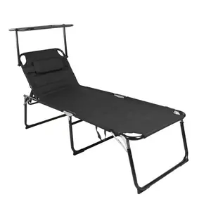 Lit de CAMPING en aluminium rembourré, chaise d'extérieur avec repose-tête, facile à transporter