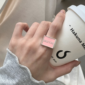 S925 Sterling Silver <b>Womens</b> <b>Signet</b> <b>Ring</b> Pink Enamel BLUSH <b>Signet</b> <b>Ring</b> Everyday Wear Wedding Band Engagement Delicate <b>Ring</b> - Product Image 2
