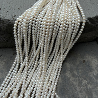 Perles d'eau douce naturelles presque rondes de 5-6 mm, qualité 3A, semi-finies, brin DIY, environ 39 cm de long, 70 perles